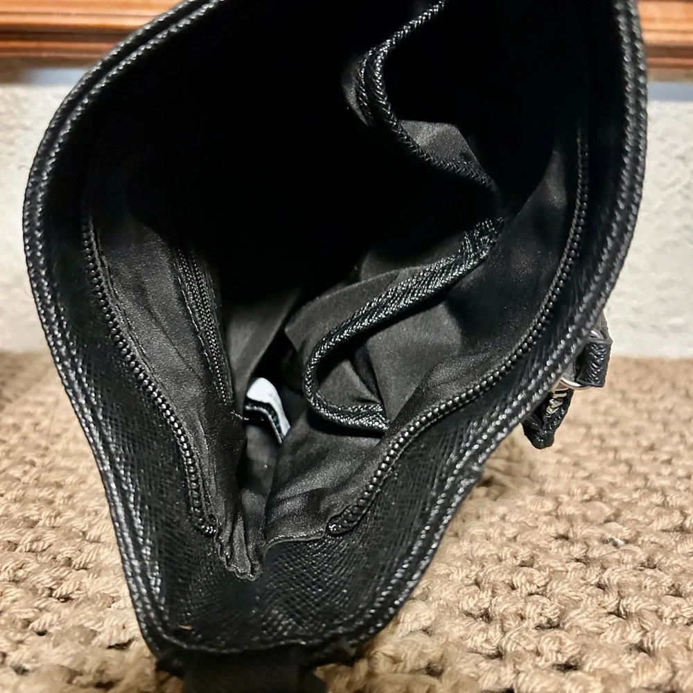 Nine West Crossbody Bag Women Medium Black Excellent Saffiano Faux‎ Leather